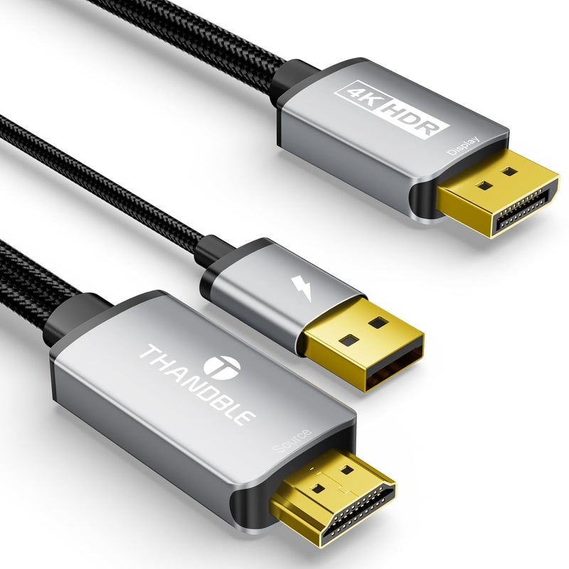 THANDBLE Active HDMI to DisplayPort Cable 10FT, 4K 60Hz 1080p 120Hz, Unidirectional HDMI Source to DP Monitor Display Port Cable Compatible for PC, Laptop, Computer, NVIDIA, AMD, PS5/4, Xbox - Image 1